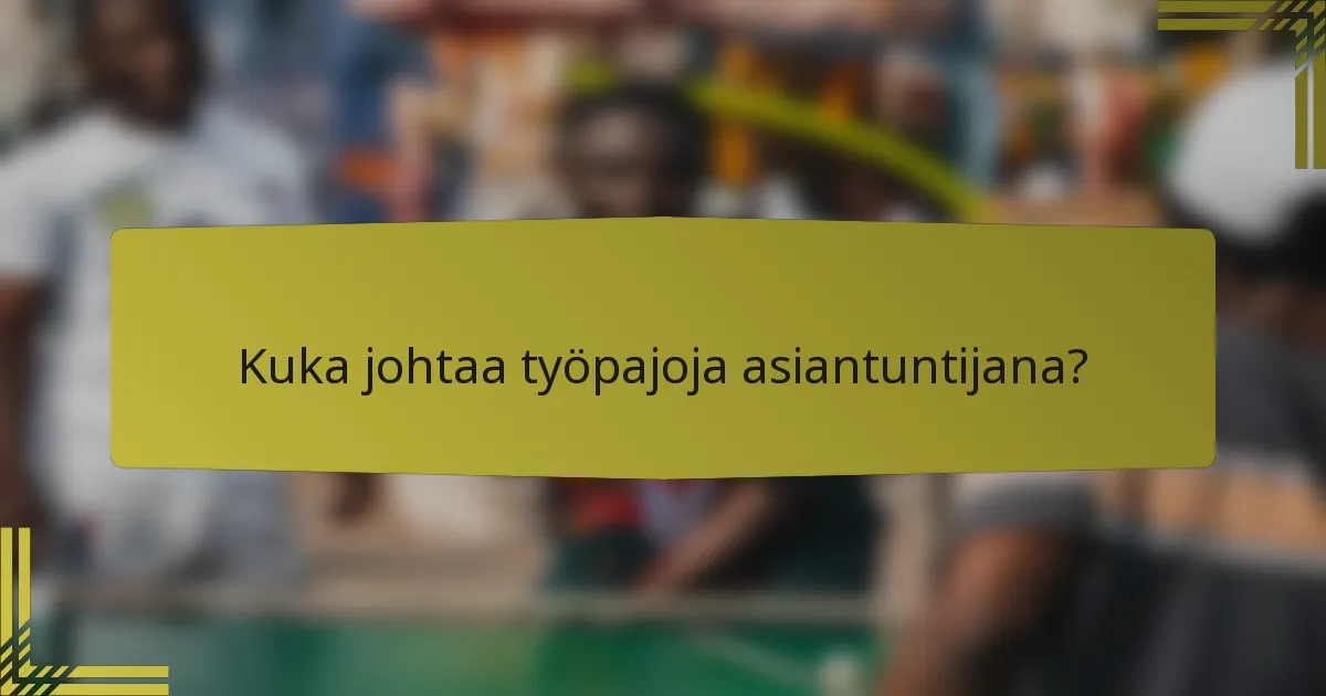 Kuka johtaa työpajoja asiantuntijana?