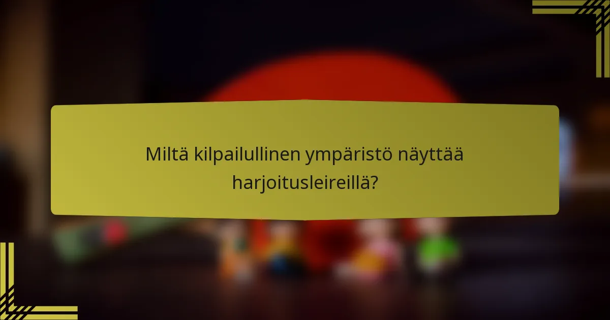 Miltä kilpailullinen ympäristö näyttää harjoitusleireillä?
