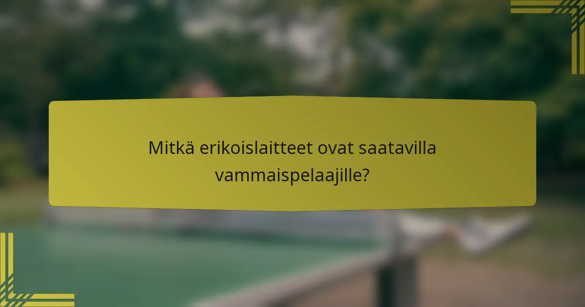 Mitkä erikoislaitteet ovat saatavilla vammaispelaajille?